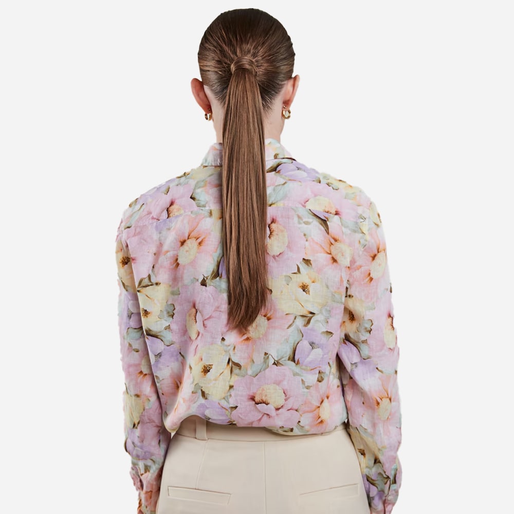 Siri Shirt Linen - Light Pink Pattern