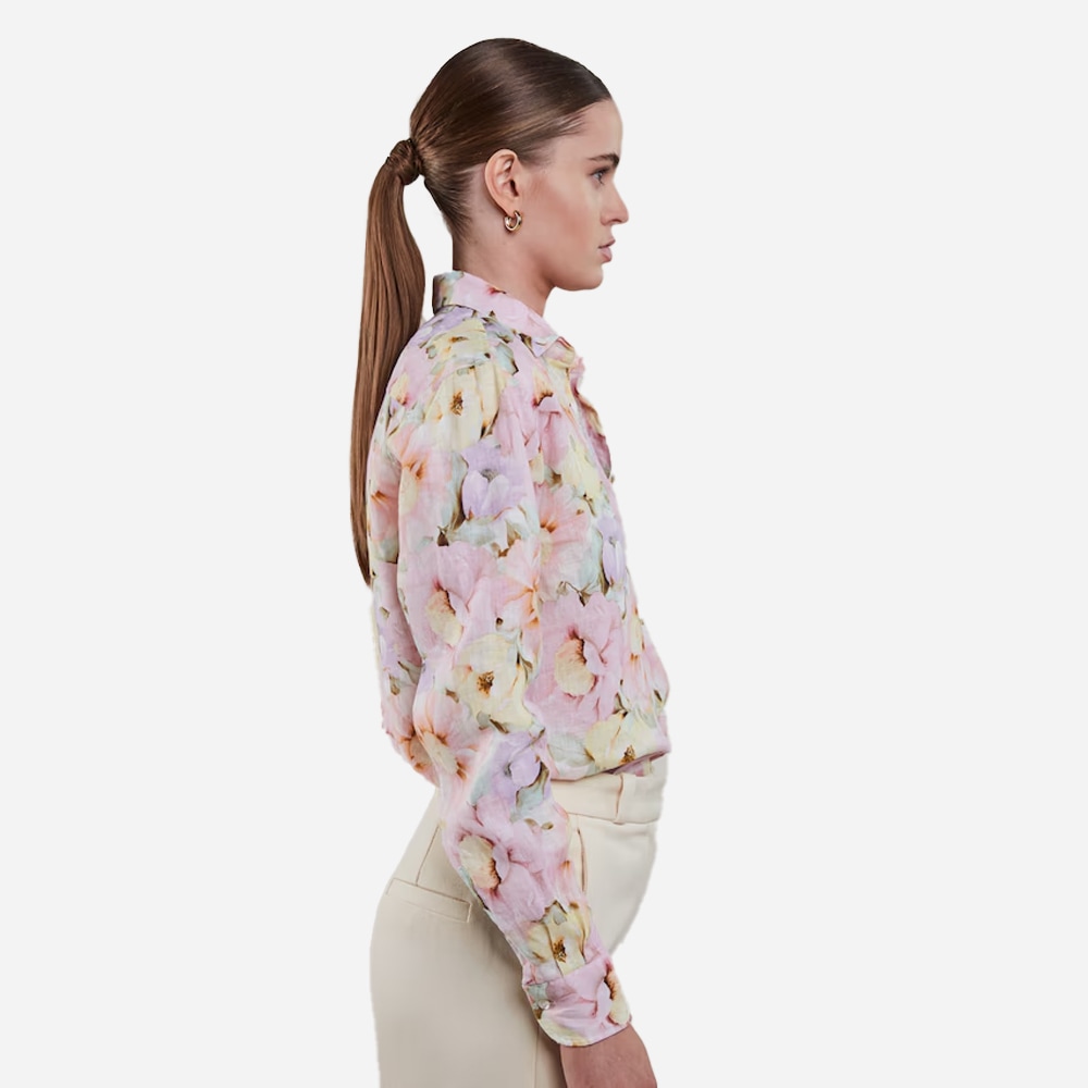 Siri Shirt Linen - Light Pink Pattern