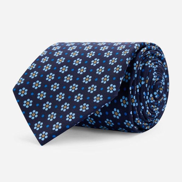 Silk Tie - Blue Flower