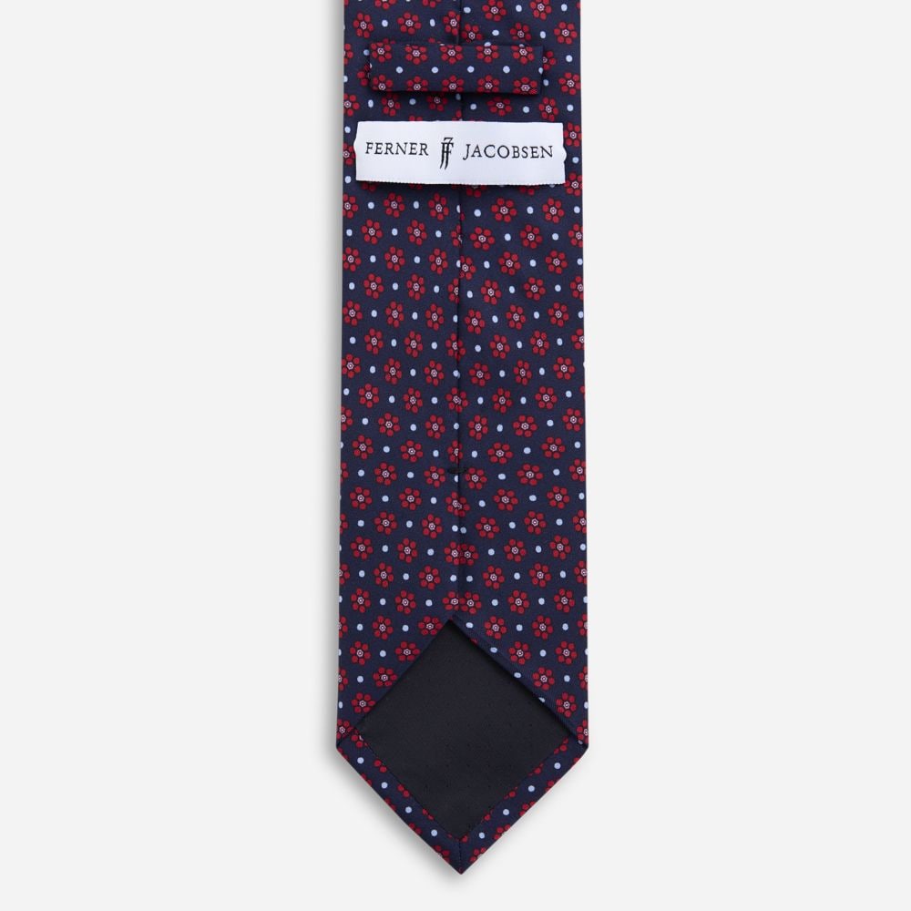 Silk Tie - Blue-Red Flower