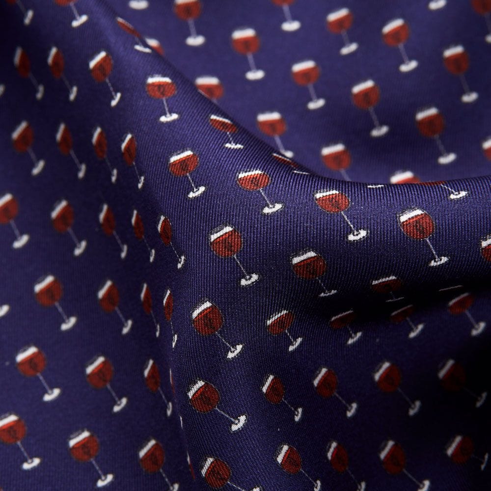 Silk Neck Scarf - Blue/Red Wine