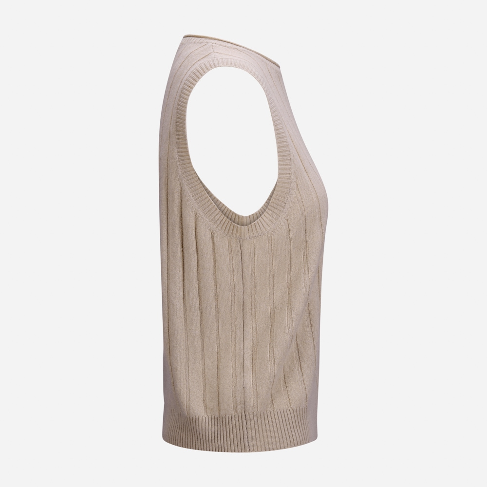 Maud Ribbed Vest - Oyster