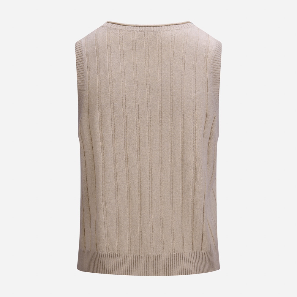 Maud Ribbed Vest - Oyster