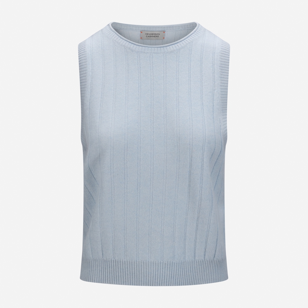 Maud Ribbed Vest - Soft Blue
