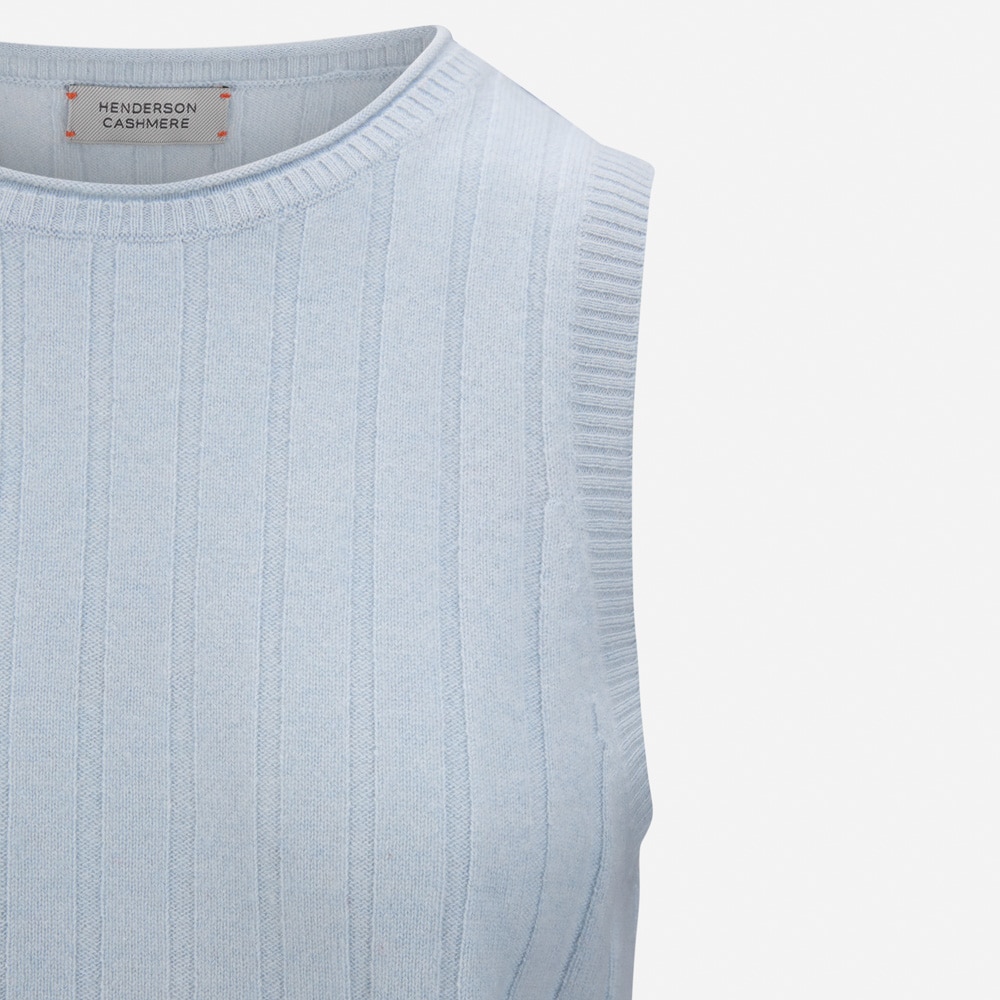 Maud Ribbed Vest - Soft Blue