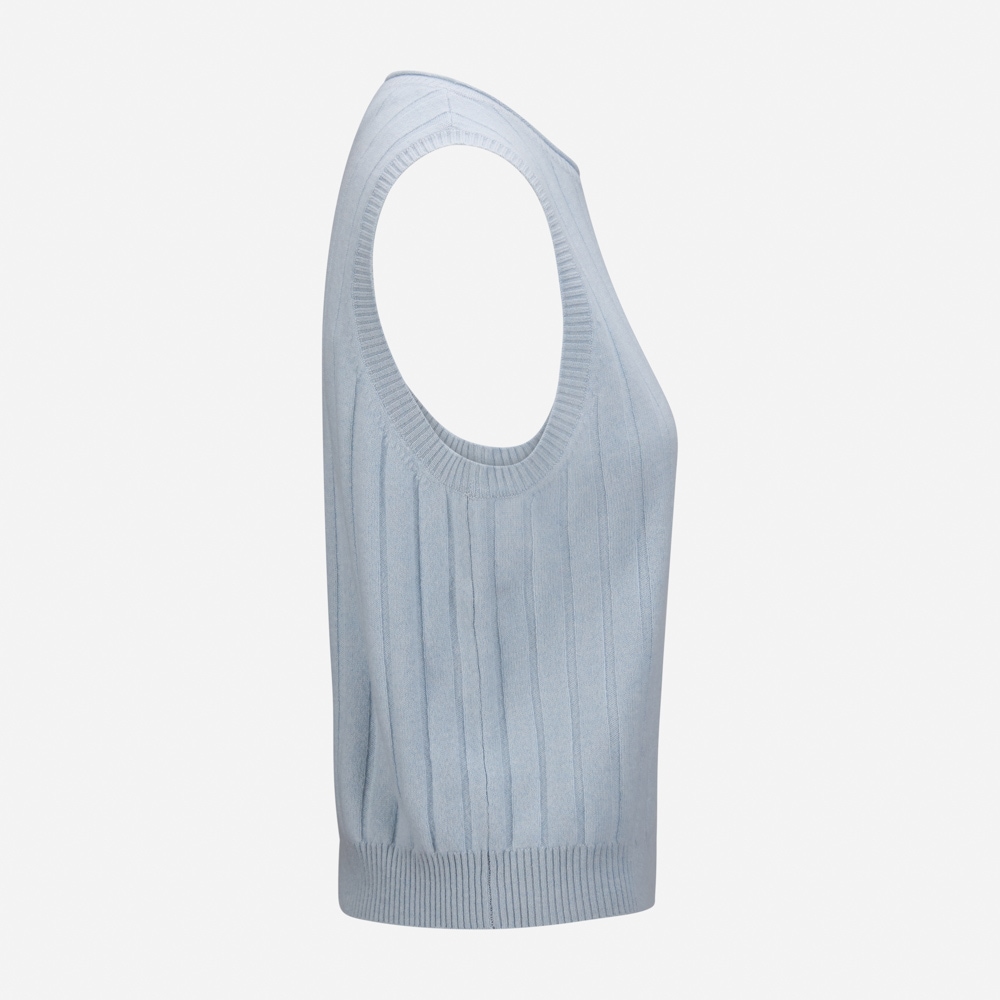 Maud Ribbed Vest - Soft Blue