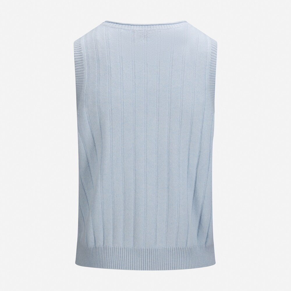 Maud Ribbed Vest - Soft Blue