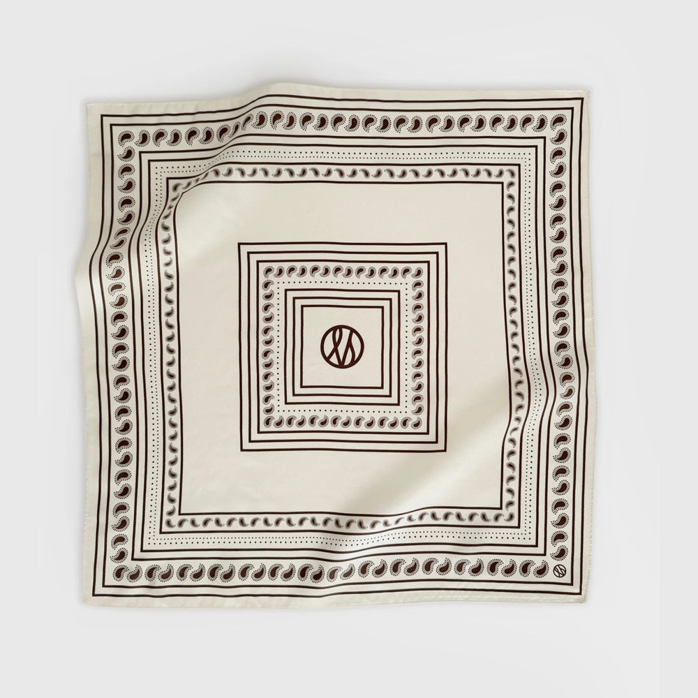 Paisley Scarf - Cream & Mocha Mousse