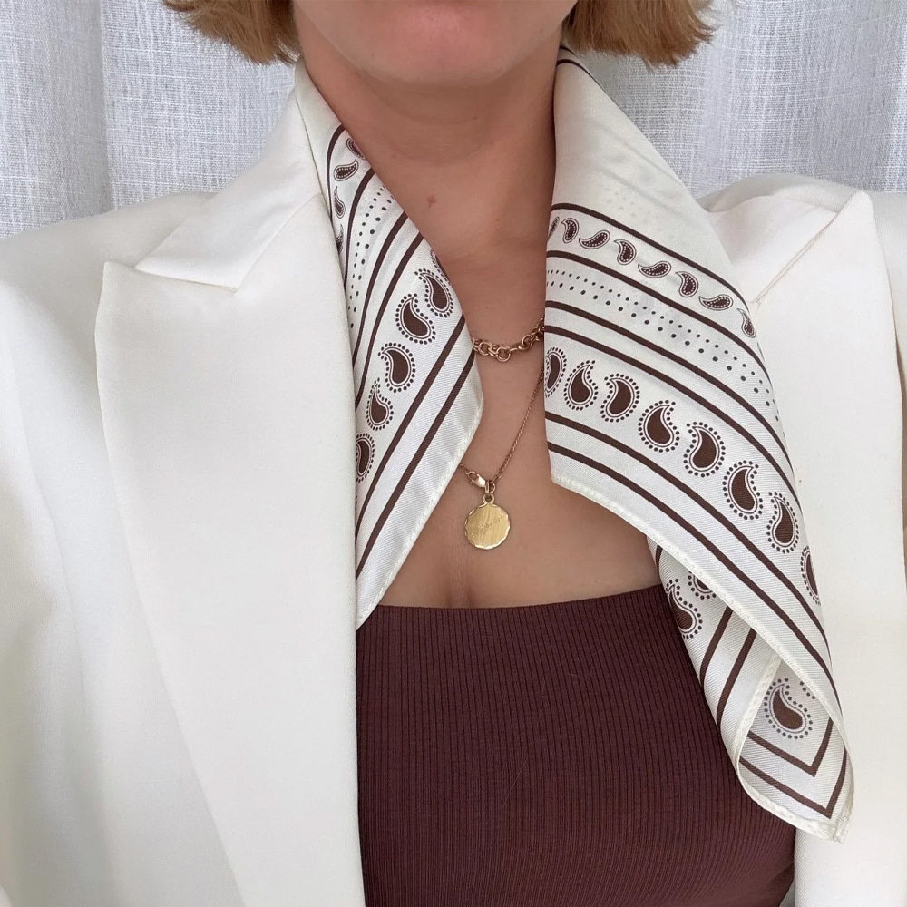 Paisley Scarf - Cream & Mocha Mousse