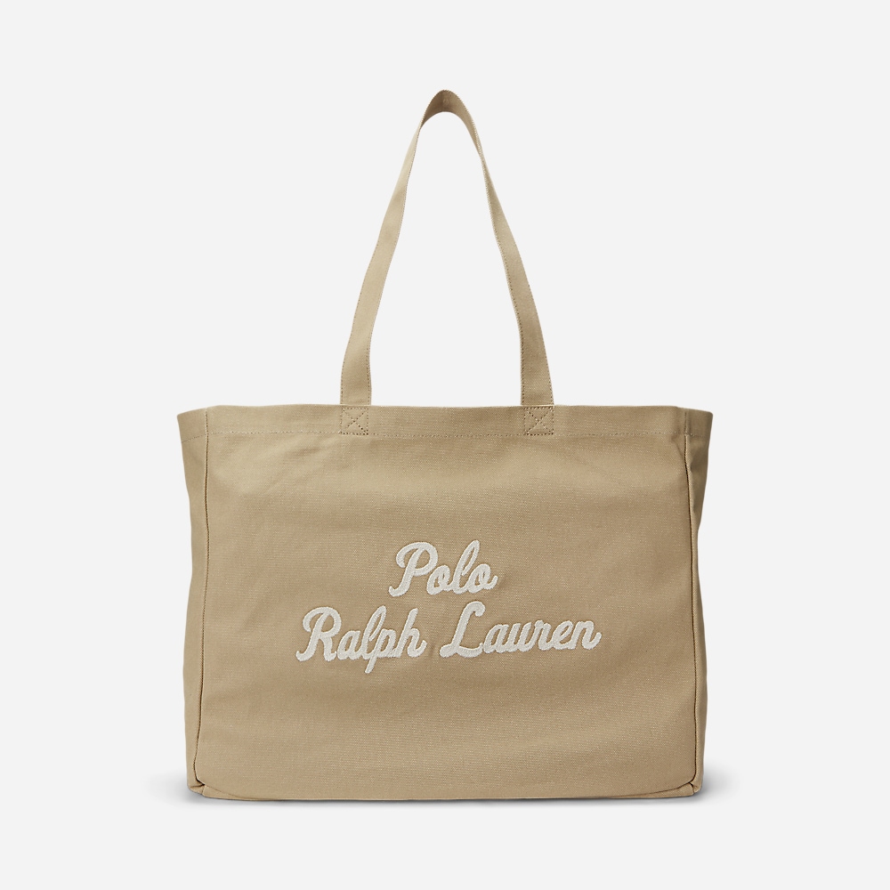 Embroidered Canvas Tote - Tan