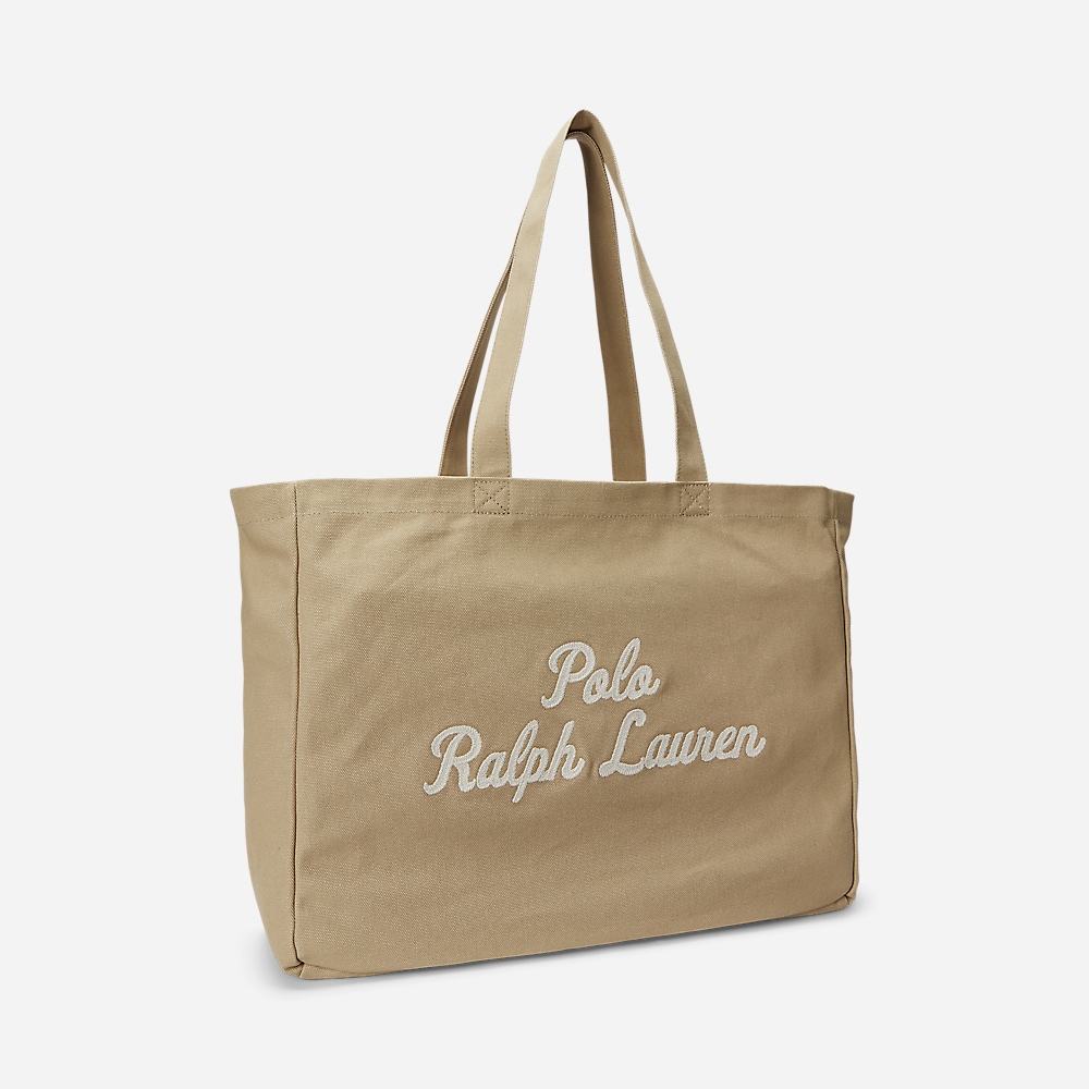 Embroidered Canvas Tote - Tan