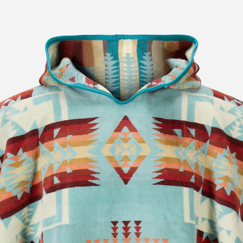 Tween Jacquard Hooded Towel - Chief Joseph Aqua