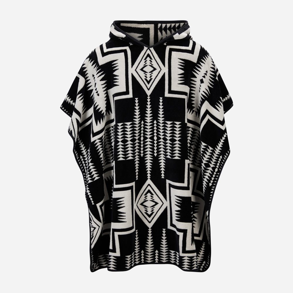 Adult Jacquard Hooded Towel - Harding Black
