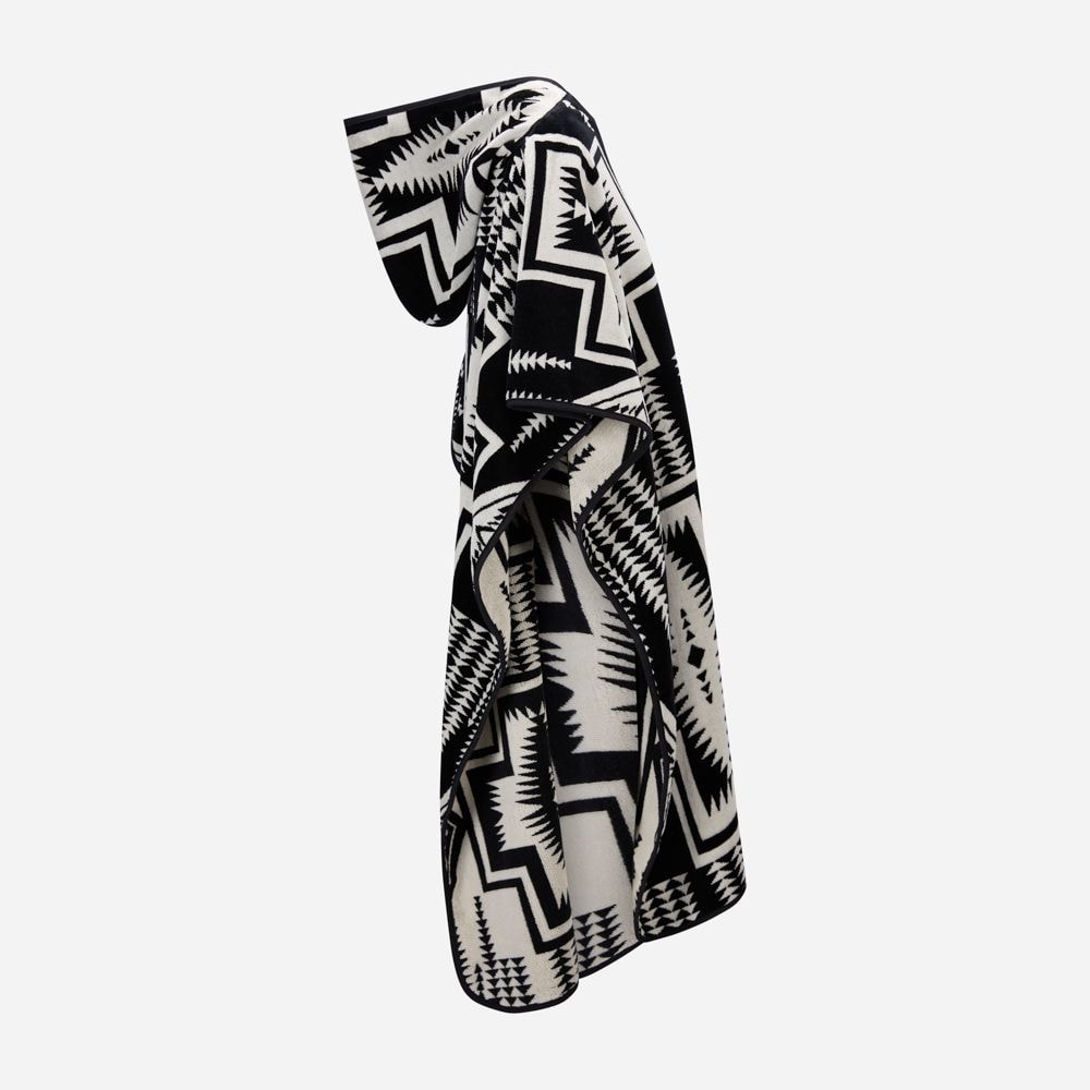 Adult Jacquard Hooded Towel - Harding Black
