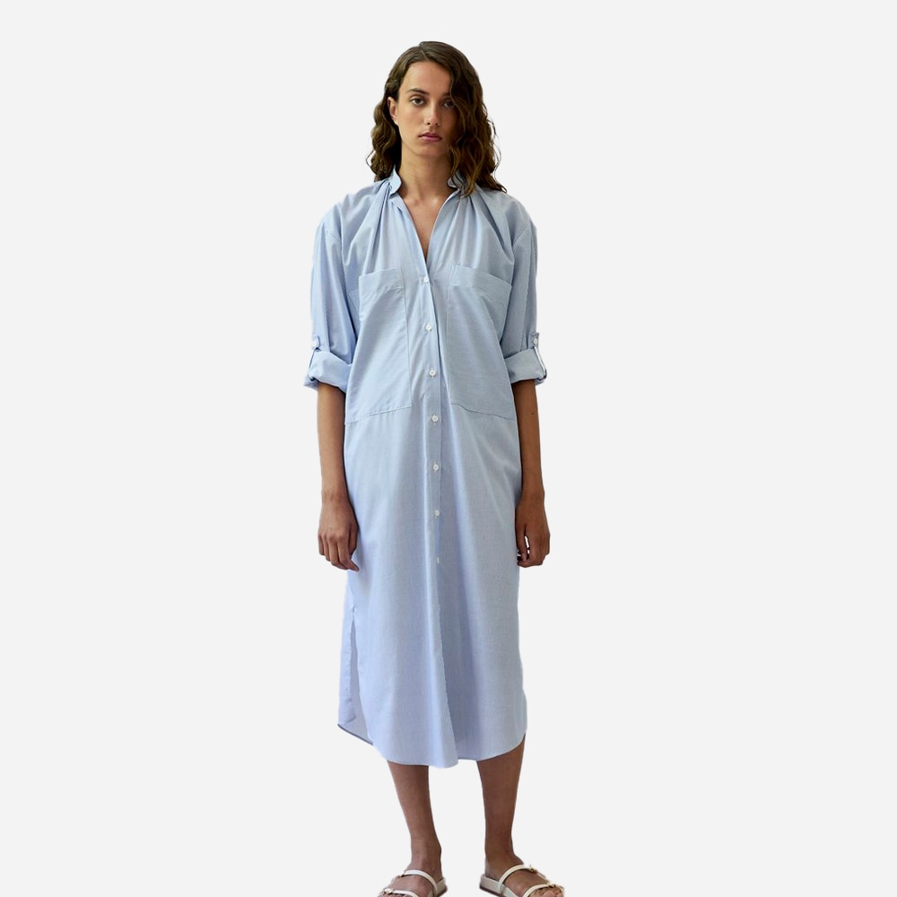 Frita Pinstripe Dress - Blue Stripes