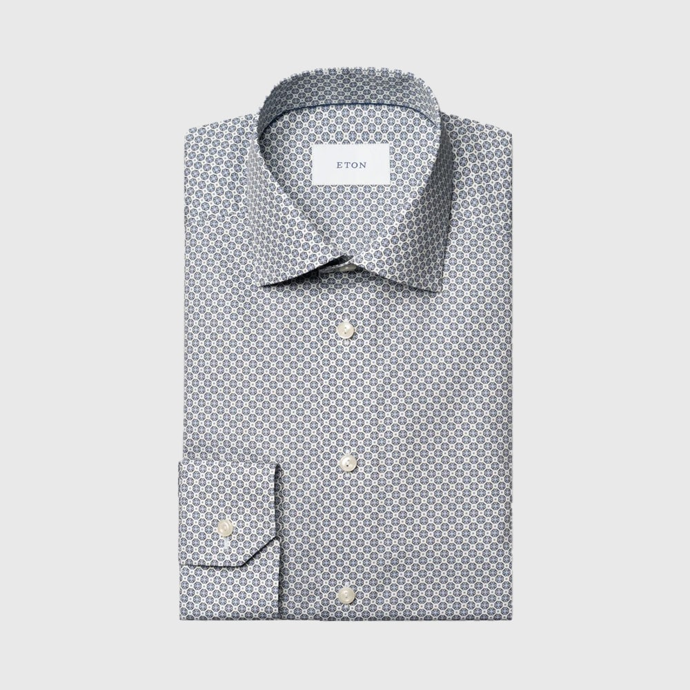 Slim Signature Twill Shirt - Mid Blue Medallion