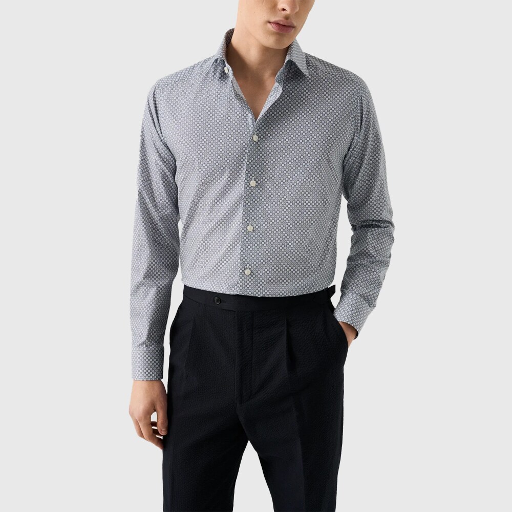 Slim Signature Twill Shirt - Mid Blue Medallion