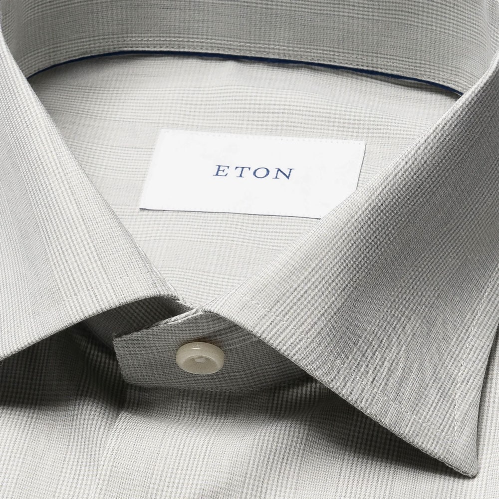 Slim Fine Twill Shirt - Green Check