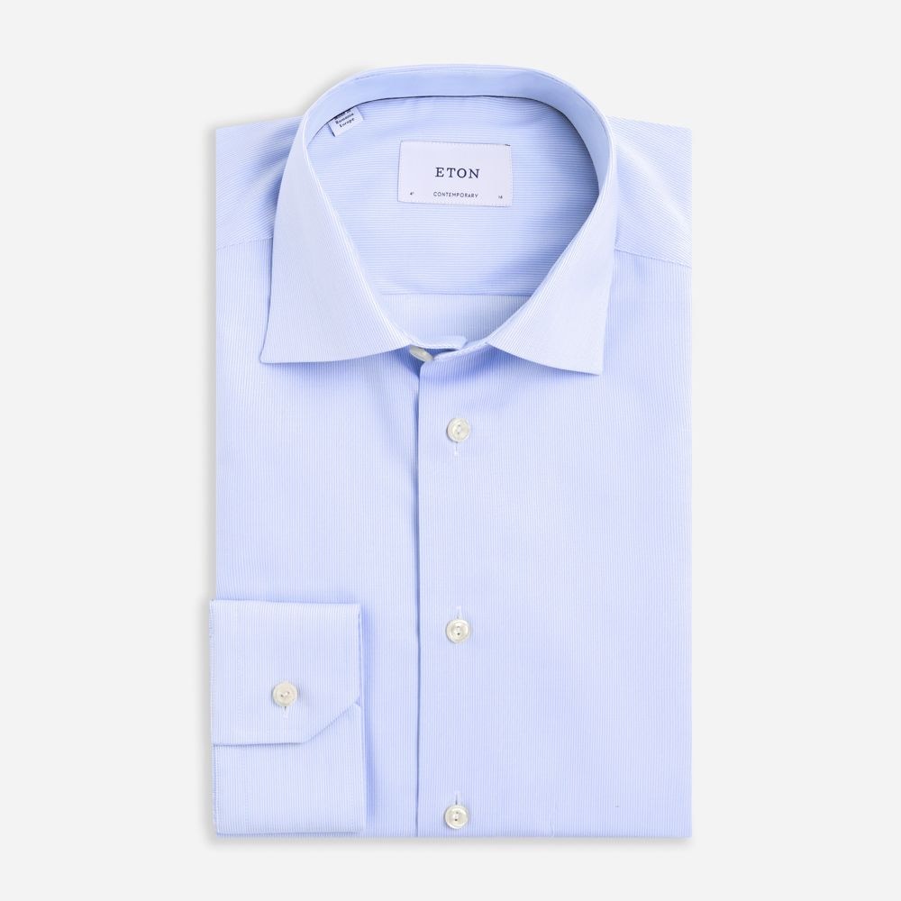 Slim Cotton-Tencel Shirt - Light Blue Stripe