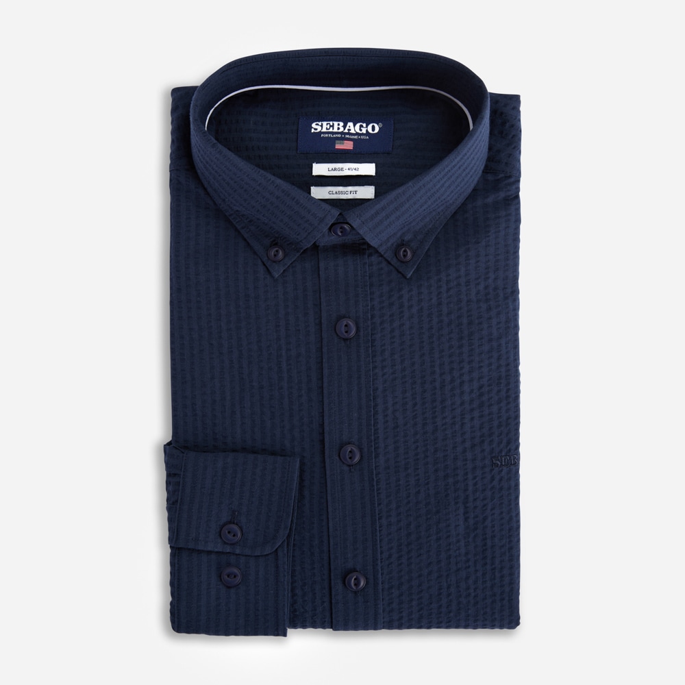 Seersucker Shirt - Navy