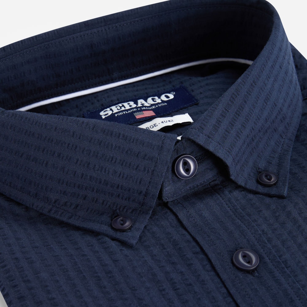 Seersucker Shirt - Navy