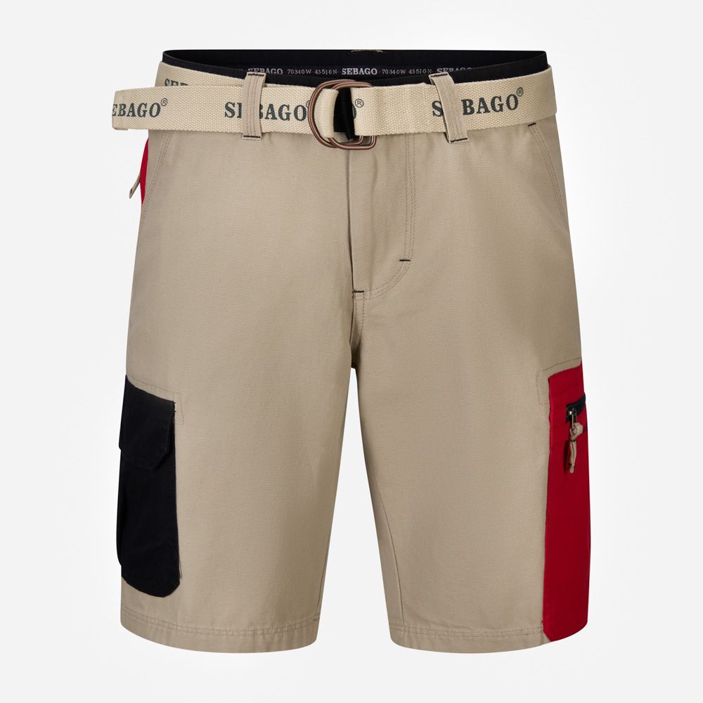 Red Pocket Shorts - Beige