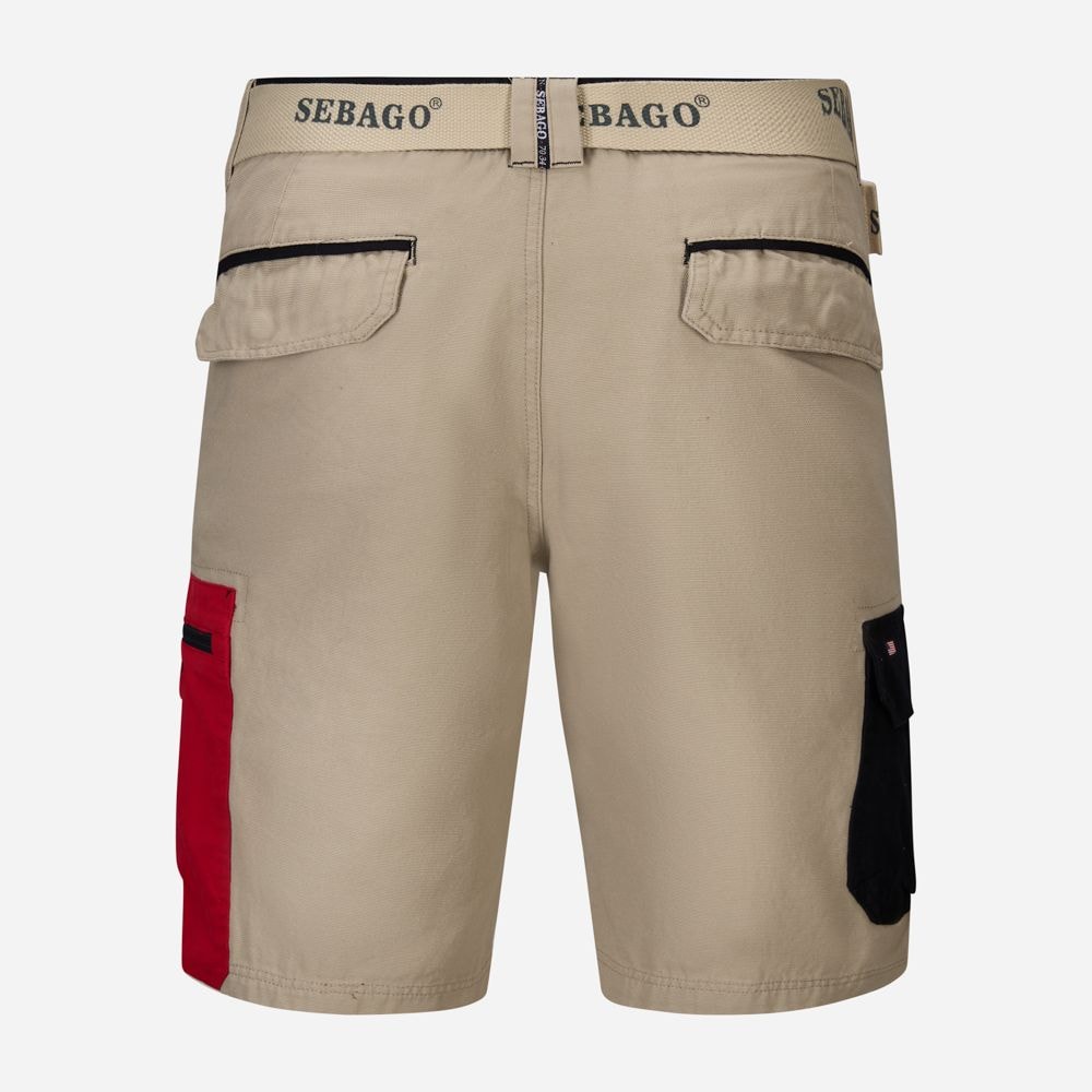 Red Pocket Shorts - Beige