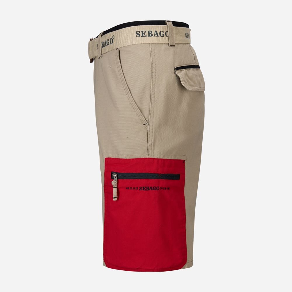 Red Pocket Shorts - Beige