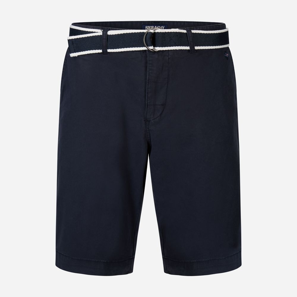 Belted Bermuda Shorts - Navy