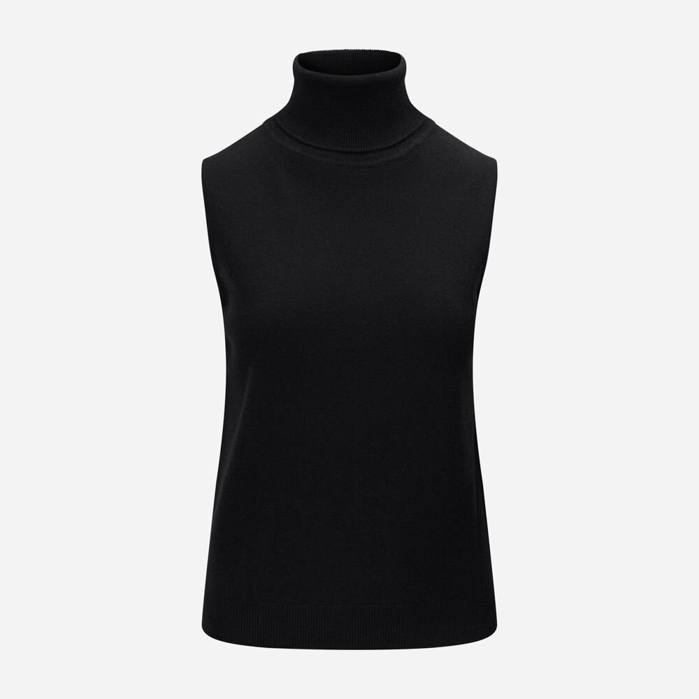 Roll Neck Top Cashmere Blend - Black