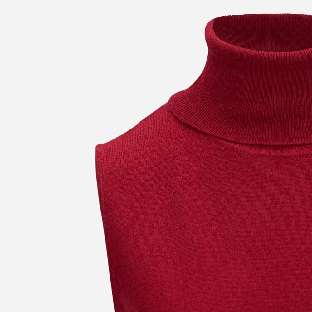 Roll Neck Top Cashmere Blend - Cherry
