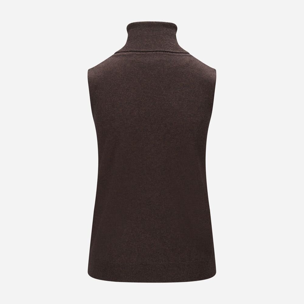 Roll Neck Top Cashmere Blend - Dark Brown Melange