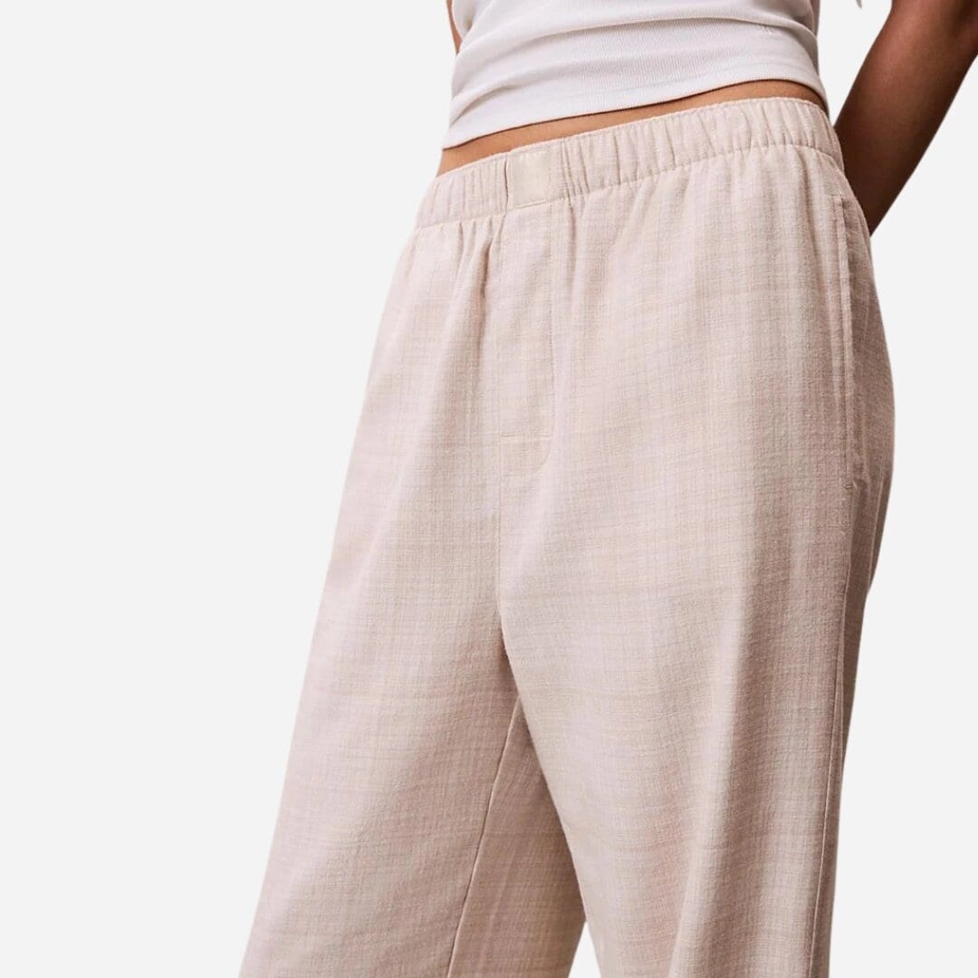 Flannel Sleep-Pant - Jotted Madras Beige