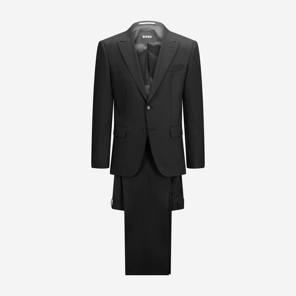 Slim Fit Wool-Blend Suit - Black Structure