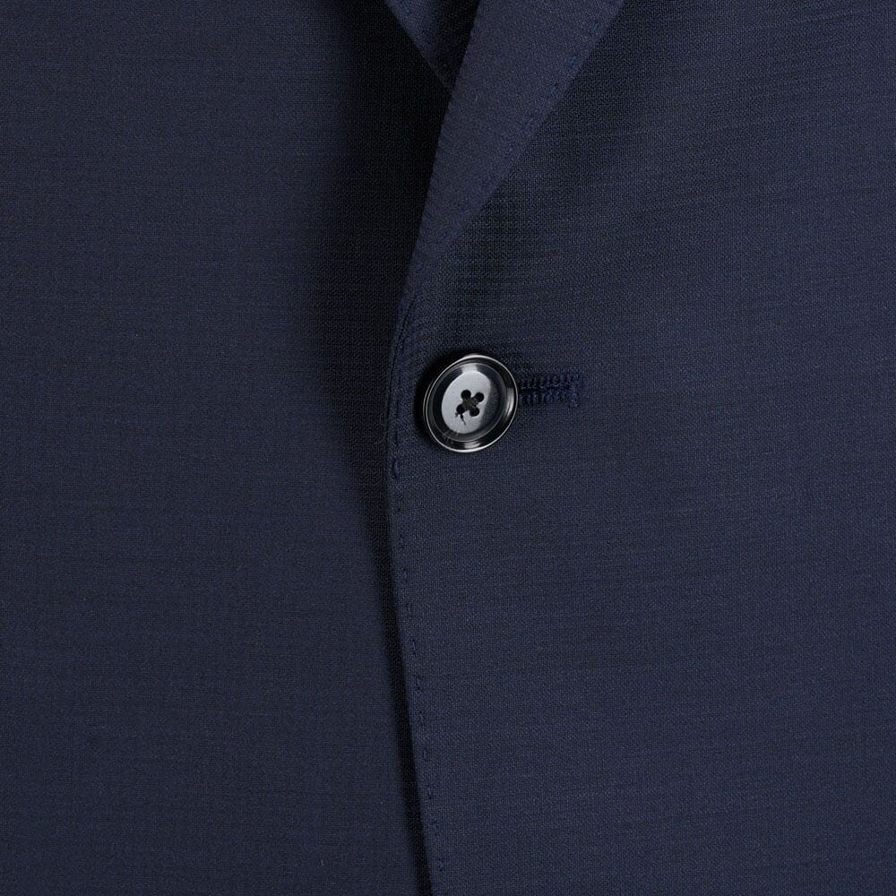 Slim Fit Wool-Blend Suit - Dark Blue Structure