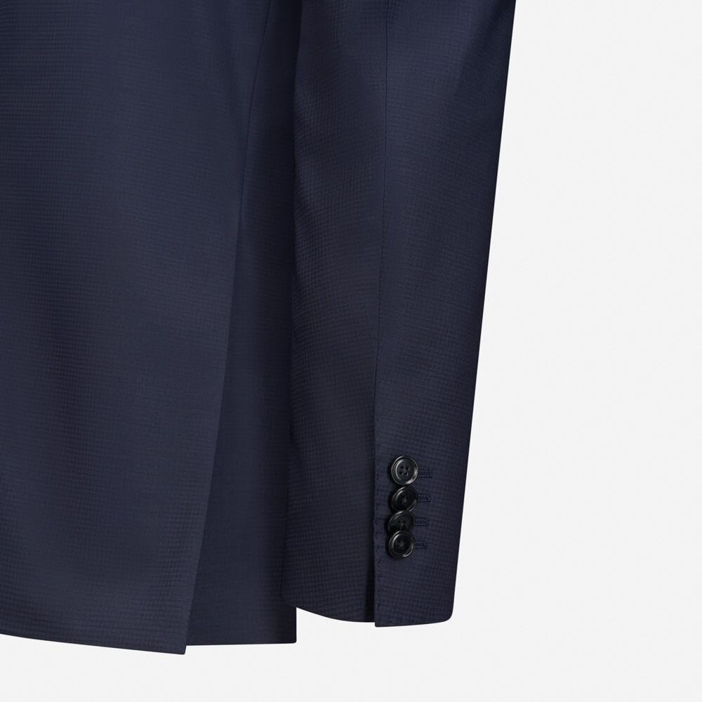Slim Fit Wool-Blend Suit - Dark Blue Structure