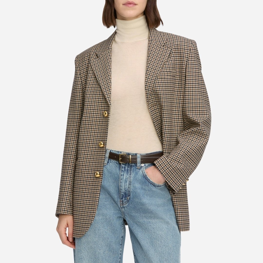 Houndstooth Blazer - Navy Multi