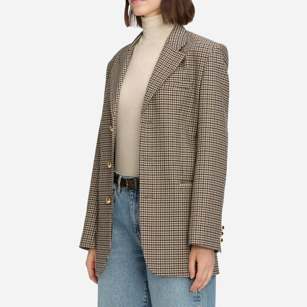 Houndstooth Blazer - Navy Multi