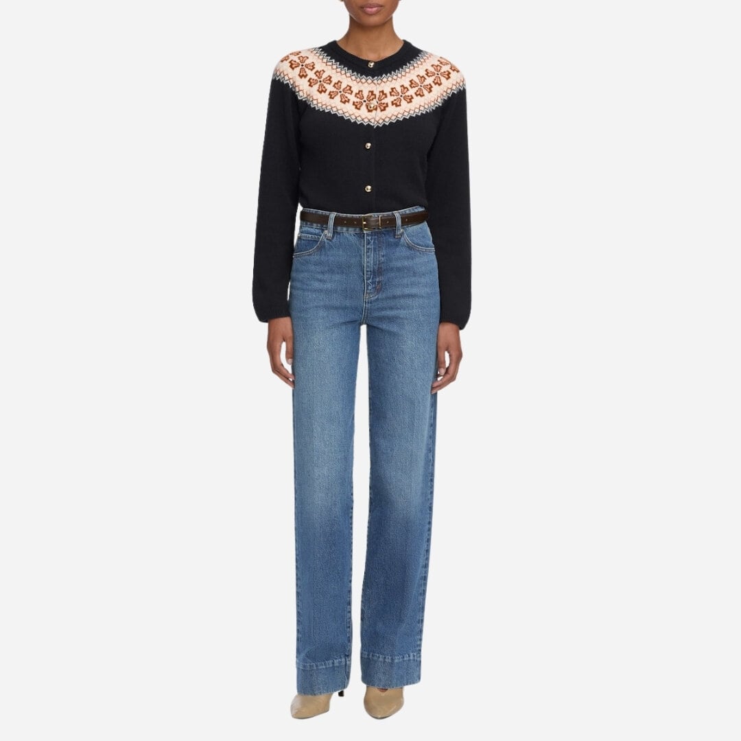 The Cashmere Fairisle Cardi - Navy