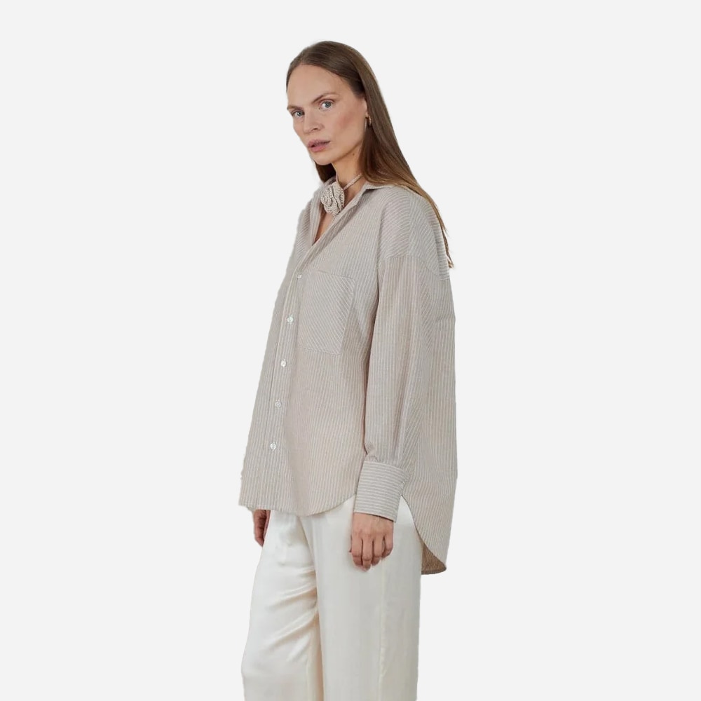 Rocha Striped Linen - Beige/Offwhite Combo