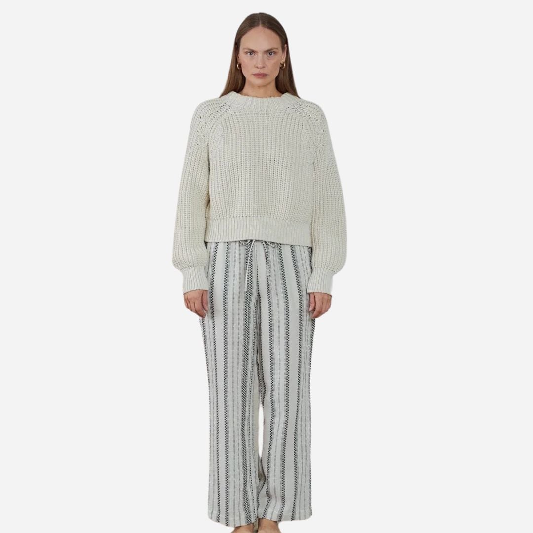Euston Striped Gauze Ecru/Black