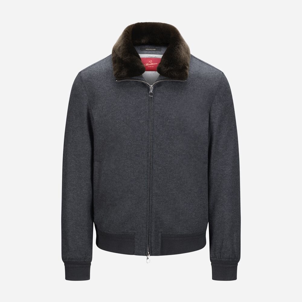 Blouson Bomber Wool Jacket - Lava Grey