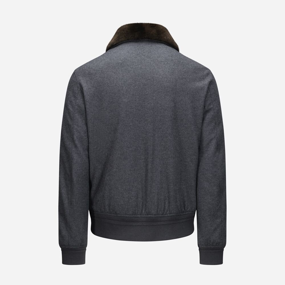 Blouson Bomber Wool Jacket - Lava Grey