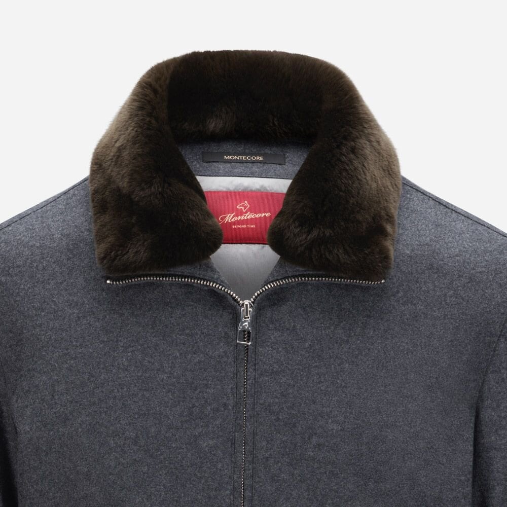 Blouson Bomber Wool Jacket - Lava Grey