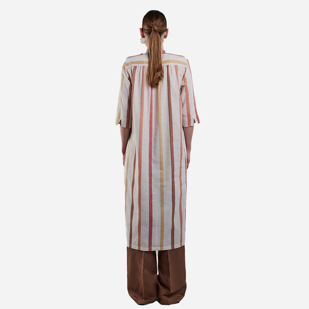 Julia Dress - Light Brown Stripe
