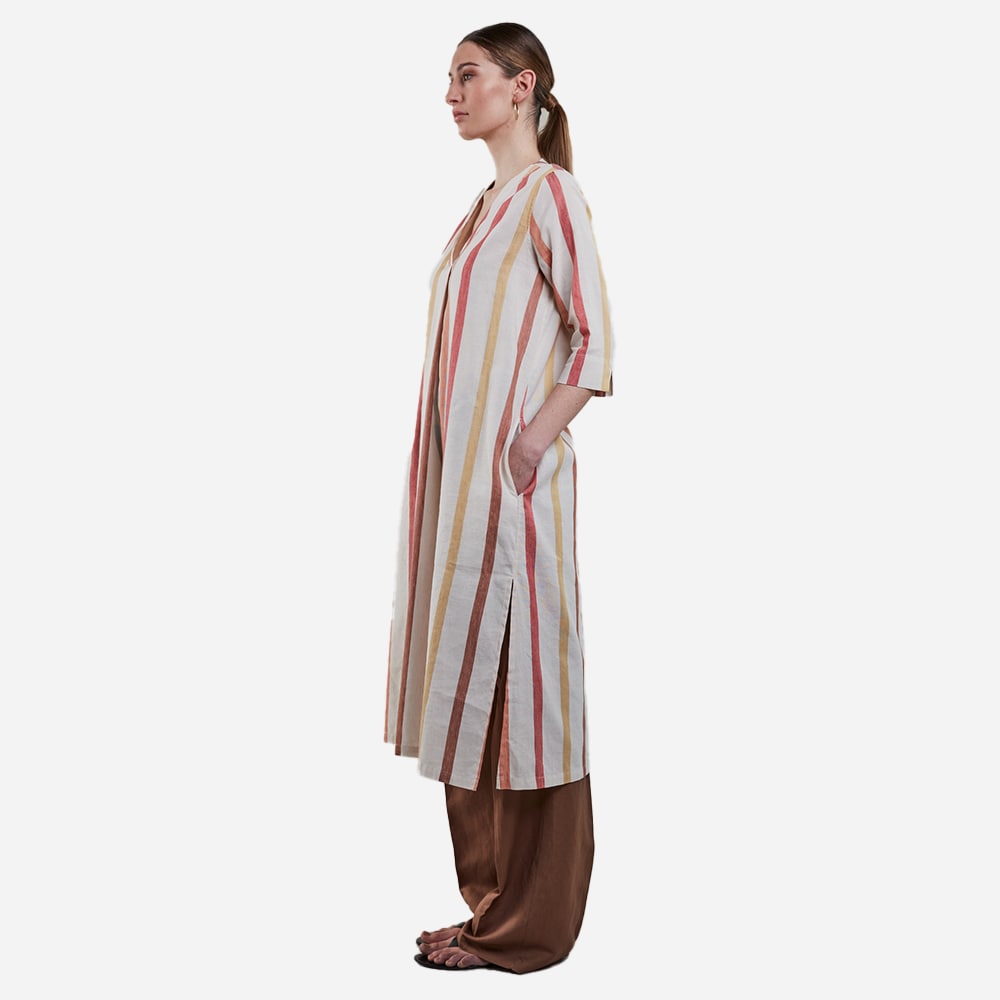 Julia Dress - Light Brown Stripe