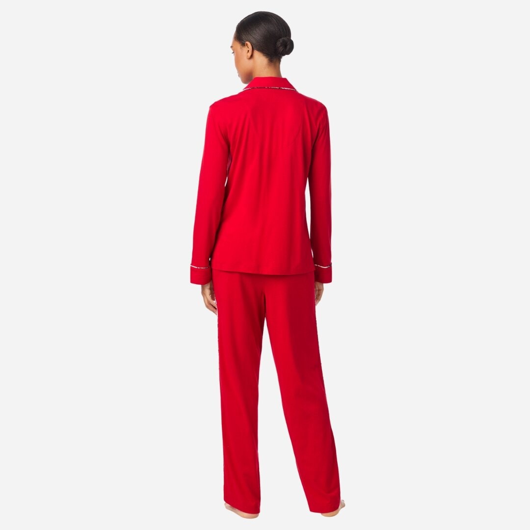 Cotton-Blend Pyjamas Set - Crimson