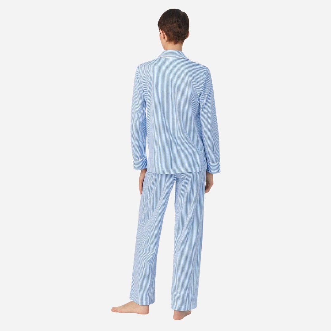 Cotton Striped Pyjama Set - French Blue/White Stripe