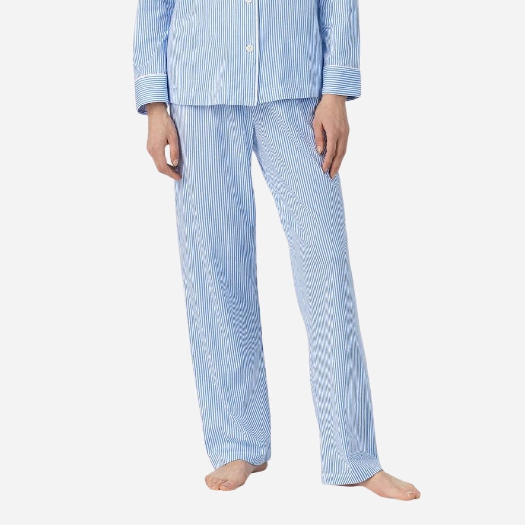 Cotton Striped Pyjama Set - French Blue/White Stripe