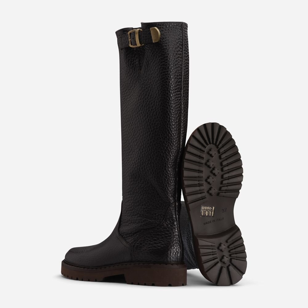 High Leather Boots W/Buckle - Alce T.Moro